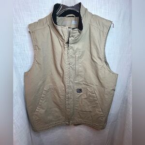 Fintech Men's tan canvas fishing outdoor utility chore Vest w/Pockets Large